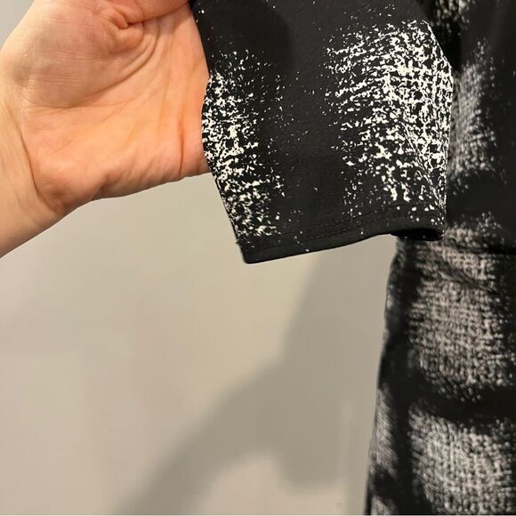 Covington Black and White Long Sleeve fake wrap Dress size extra large - Picture 4 of 14